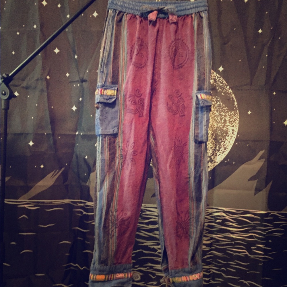 Boho Multicolor Drawstring Yoga Pant. Size XS/0-2